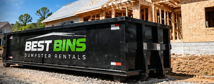 Best Bins roll-off dumpster at a job site